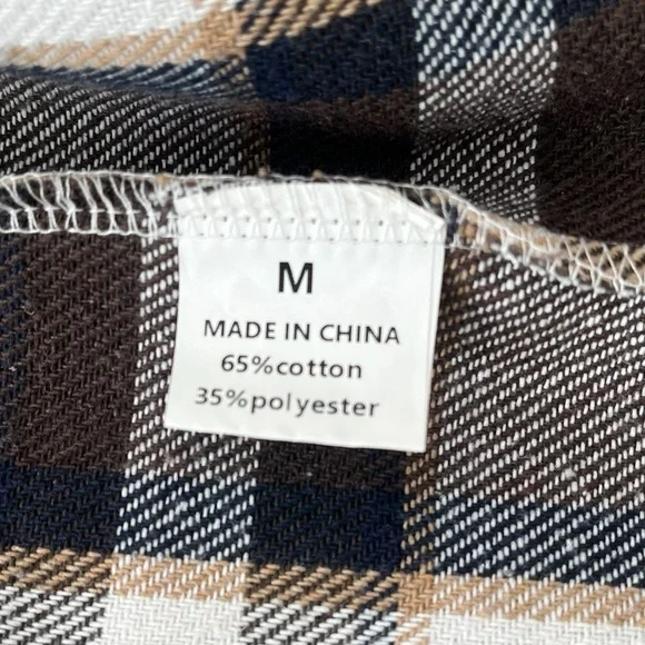 Plaid button up knit over shirt light shacket black orange M - Picture 10 of 11